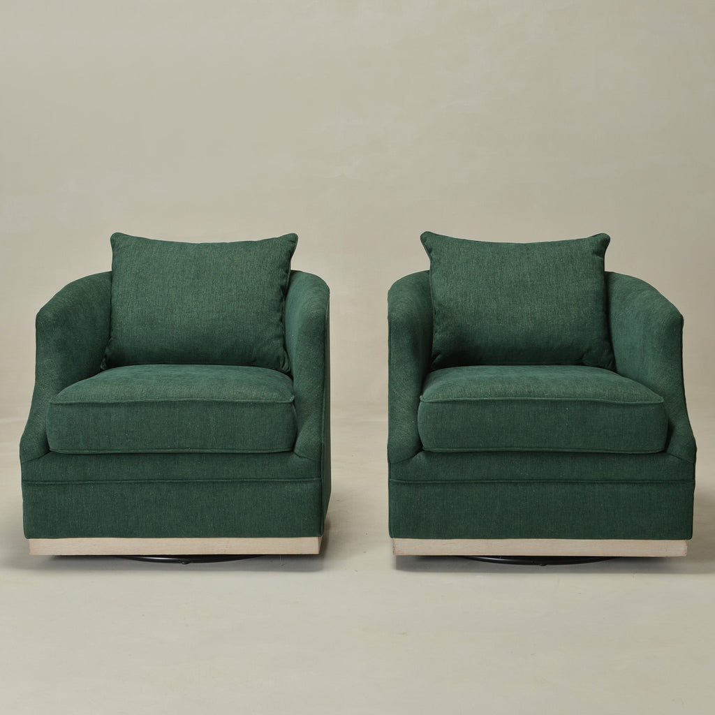 Minerva Linen Swivel Barrel Chair