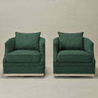 Minerva Linen Swivel Barrel Chair
