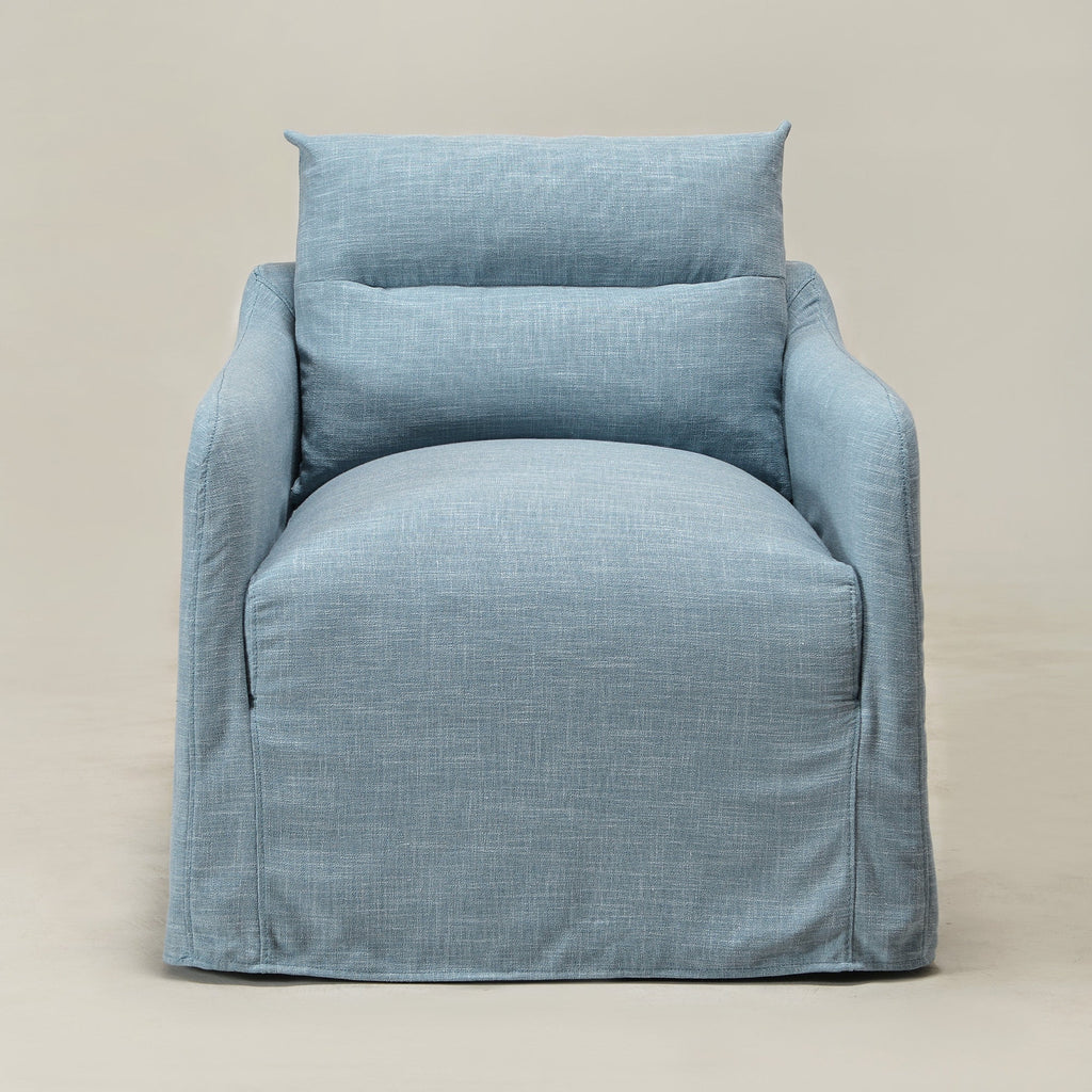 Clara Linen Slipcover Swivel Chair