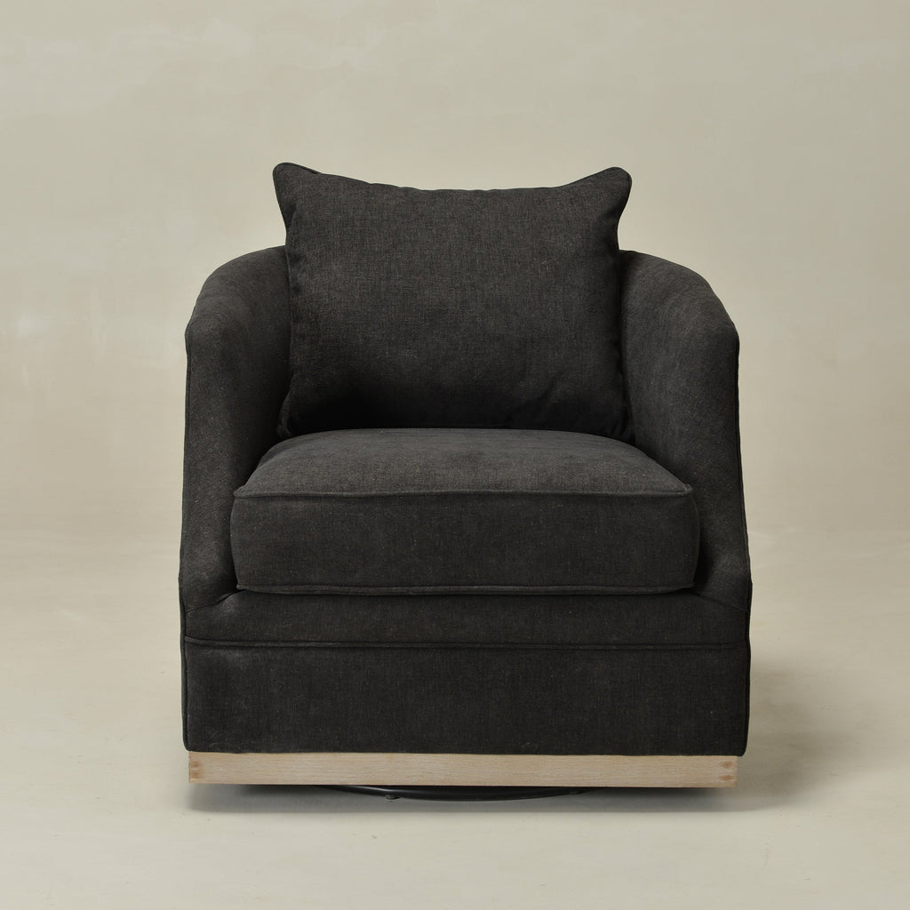 Minerva Linen Swivel Barrel Chair