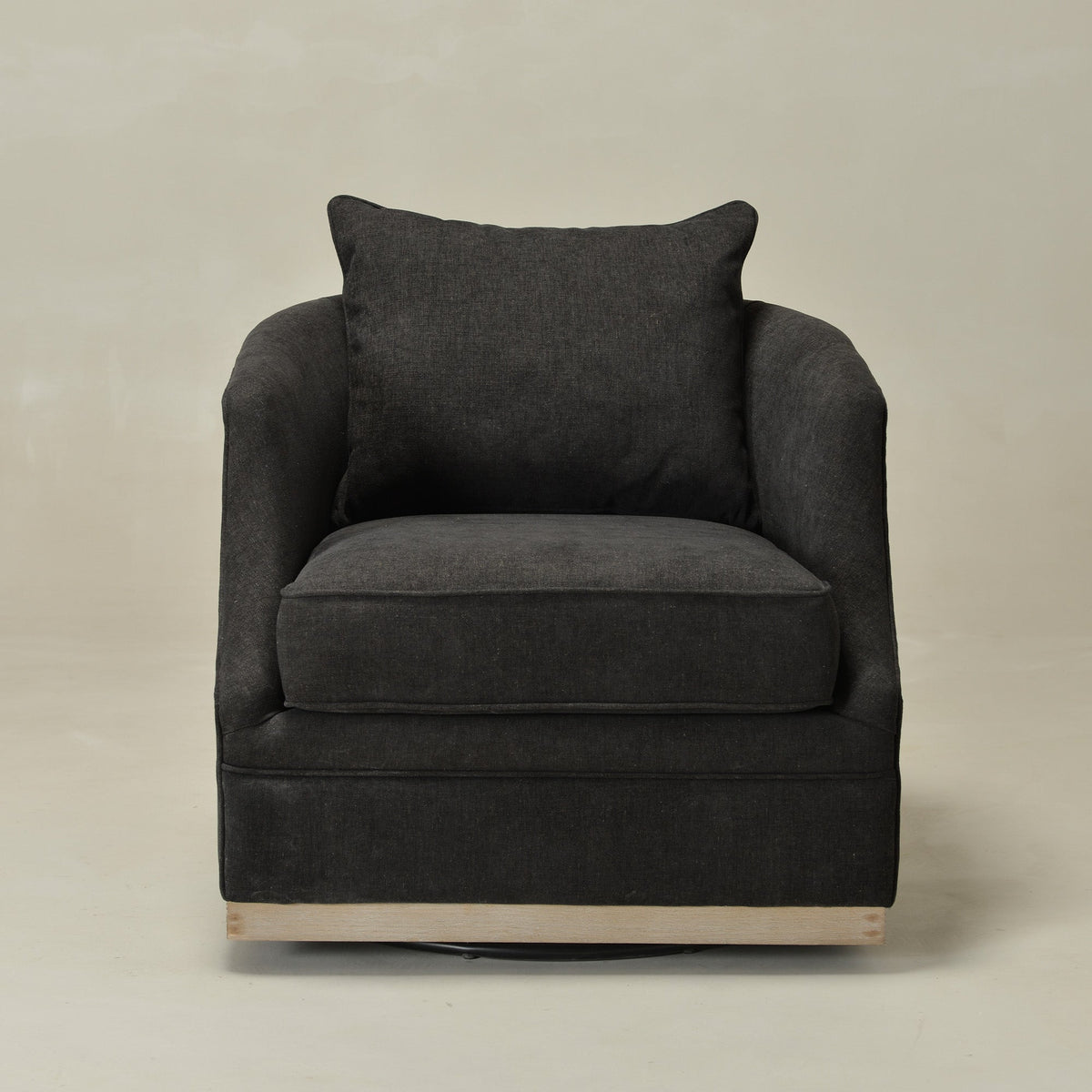 Minerva Linen Swivel Barrel Chair
