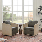 Claude Premium Leather Swivel Cane Chair