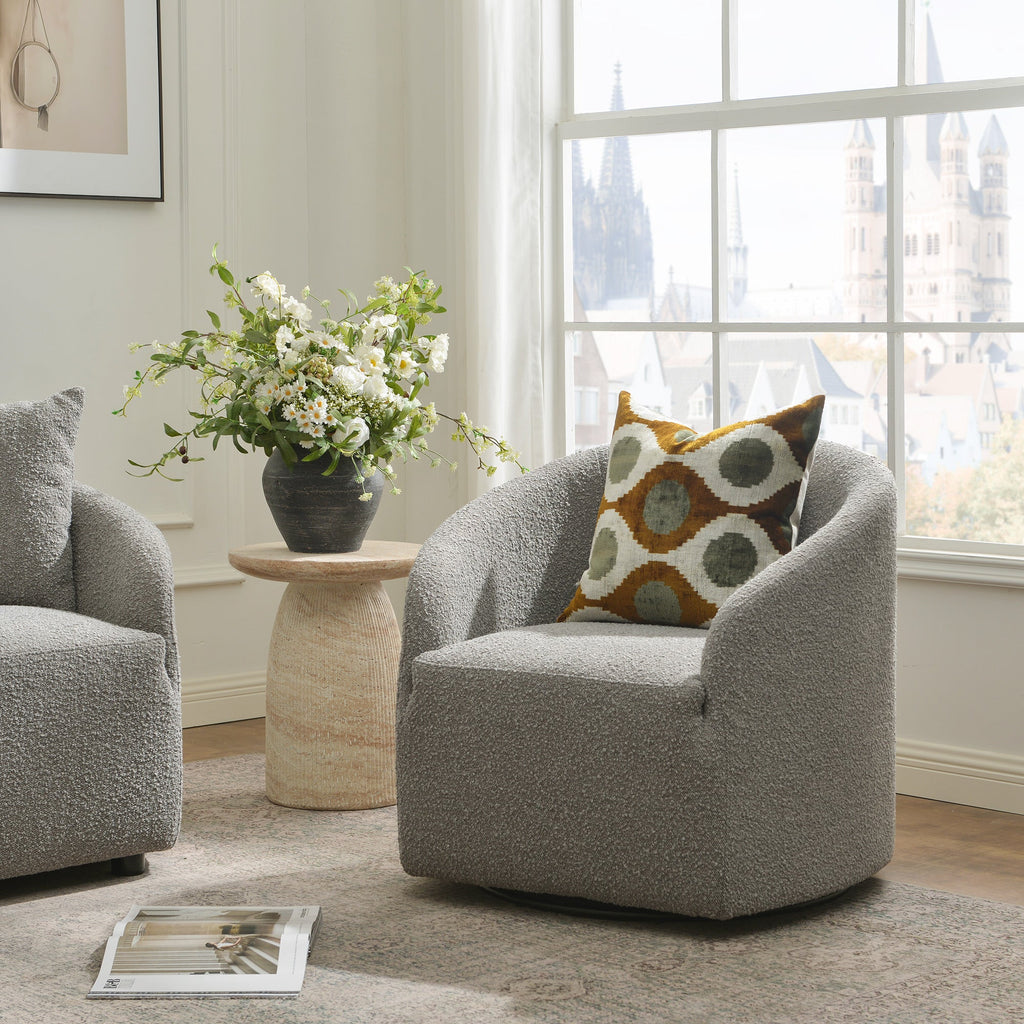 Susie Premium Bouclé Swivel Barrel Chair