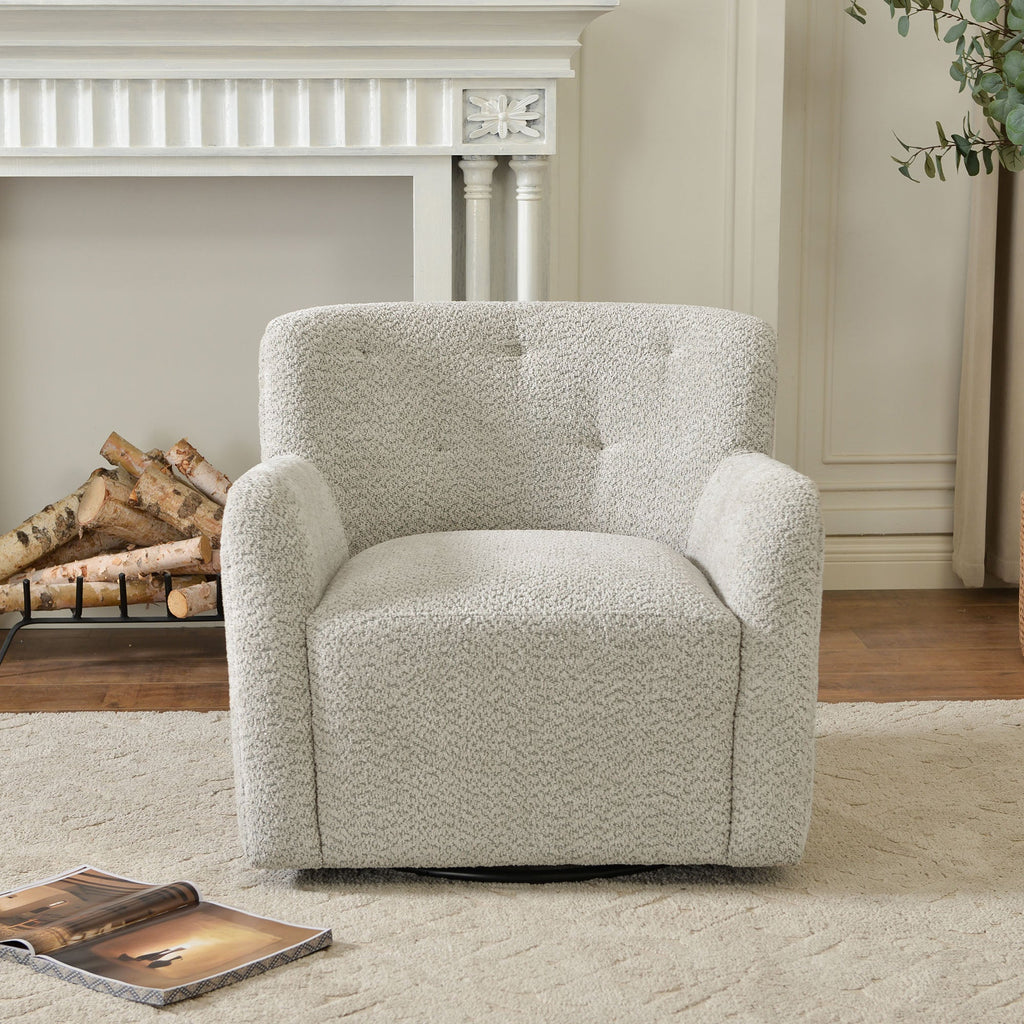 Vestie Chenille Swivel Barrel Chair