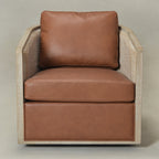 Claude Premium Leather Swivel Cane Chair