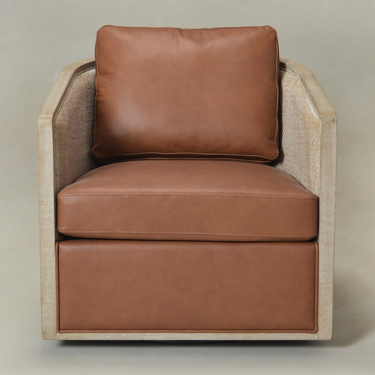 Claude Premium Leather Swivel Cane Chair