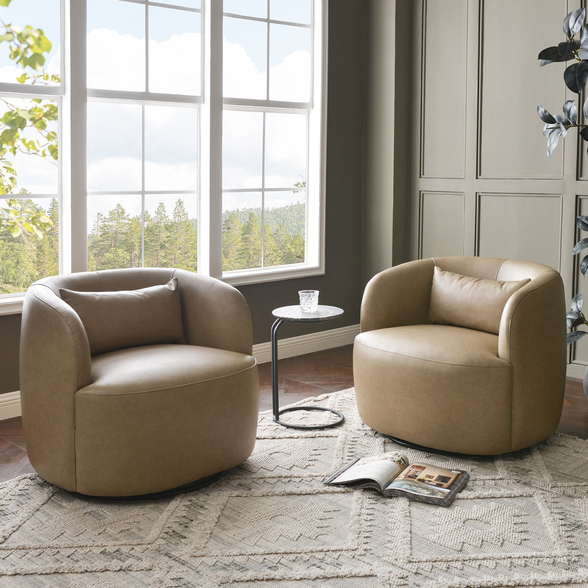 Ashlie Faux Leather Swivel Chair