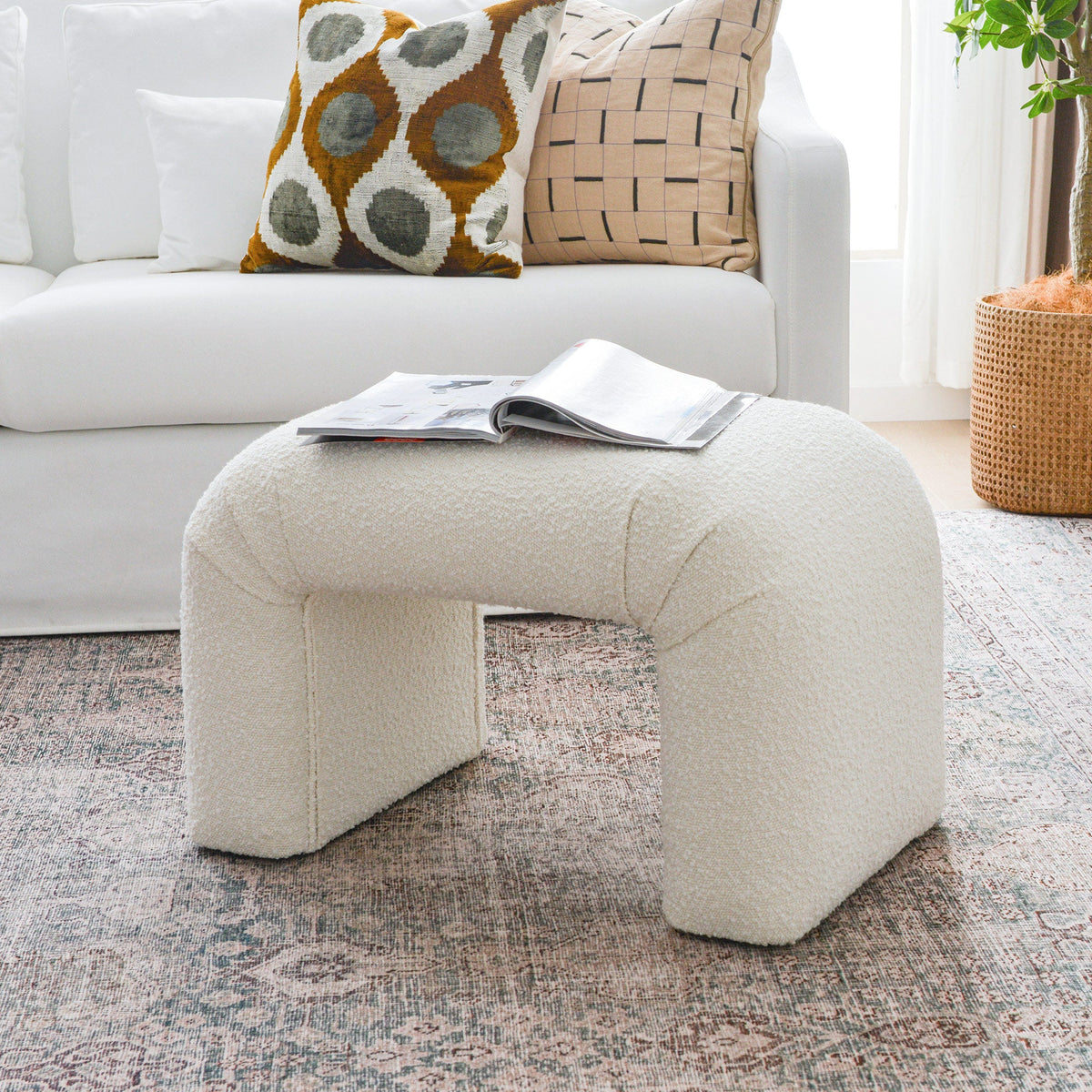 Norris Bouclé Ottoman