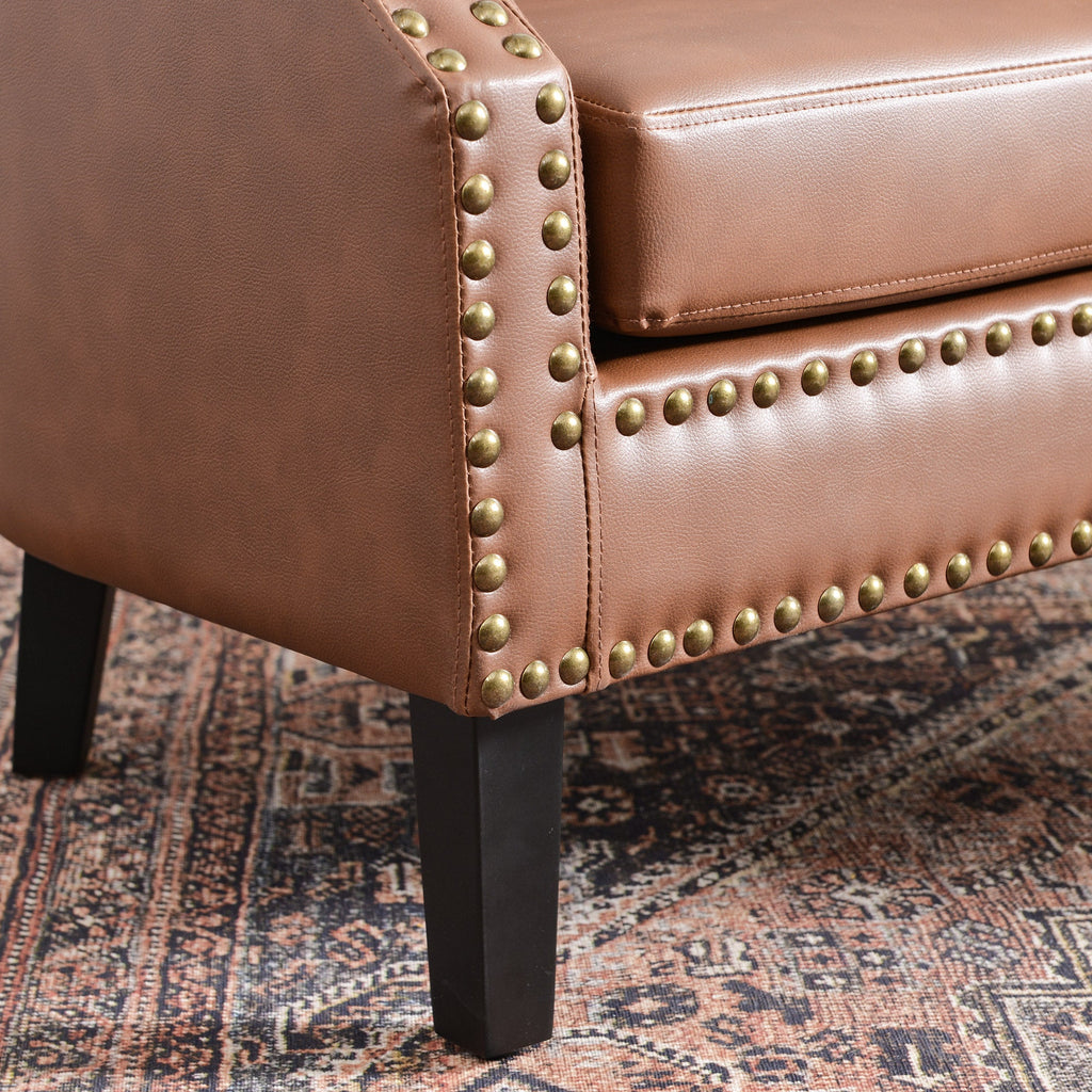 Louis Faux Leather Tufted Club Chair