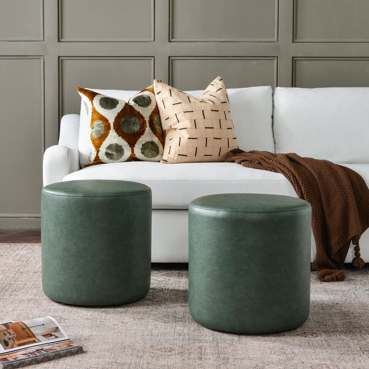 Elof Faux Leather Ottoman