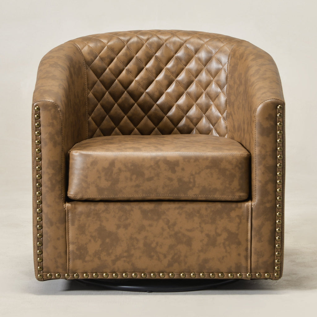Logan Faux Leather Tufted Swivel Club Chair