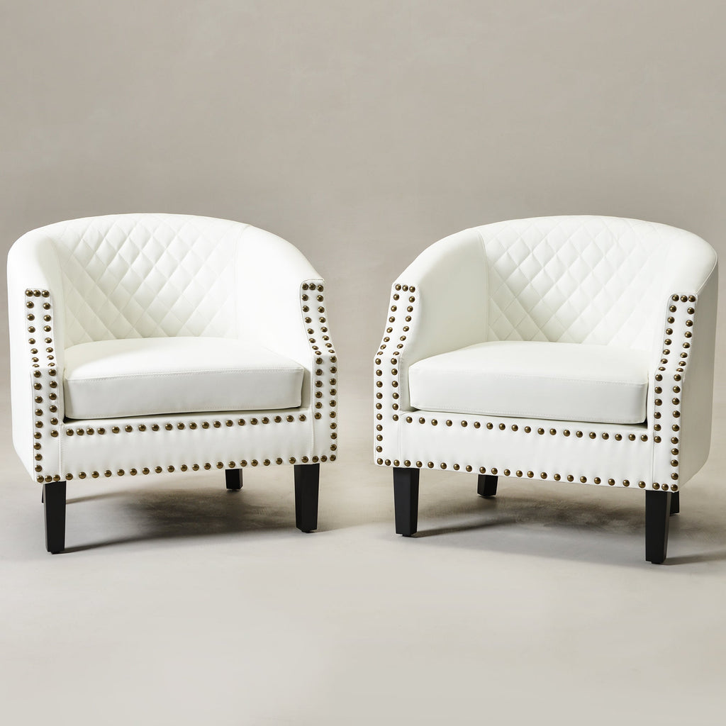 Louis Faux Leather Tufted Club Chair