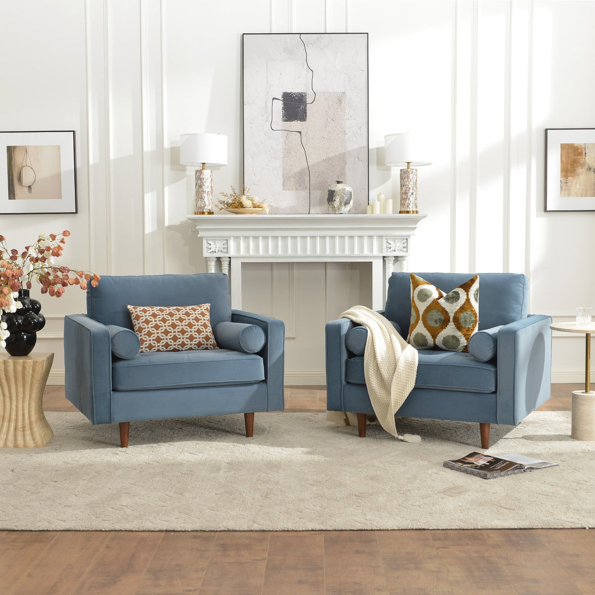 Tiziano Tufted Armchair with Accent Pillows