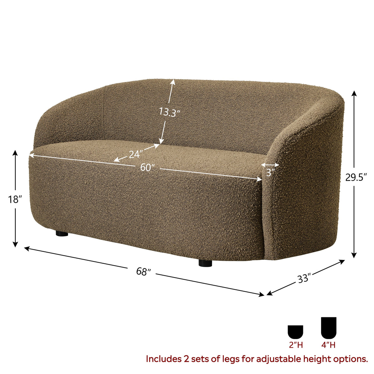 Everitte Bouclé Loveseat Sofa