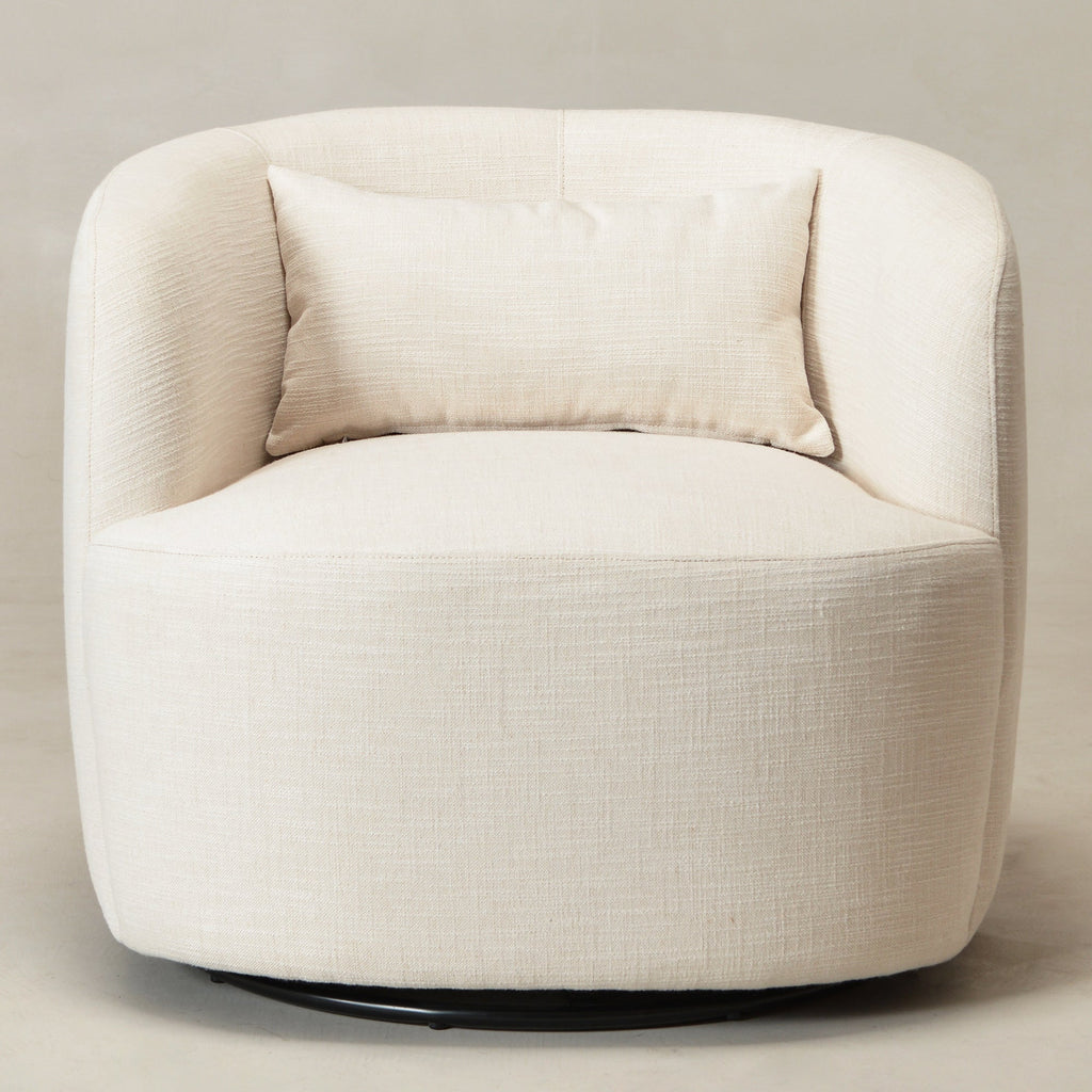 Ashlie Linen Swivel Barrel Chair