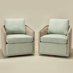 Claude Linen Swivel Cane Chair