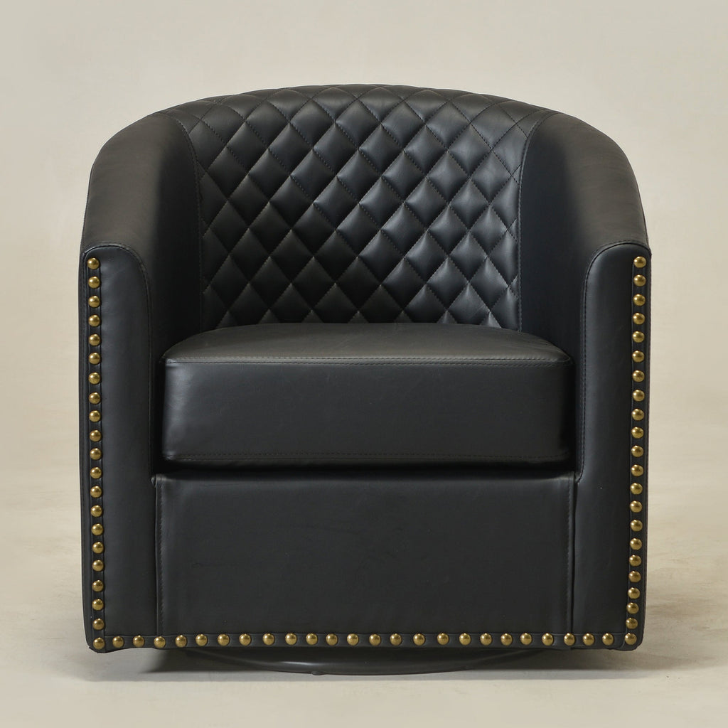 Logan Faux Leather Tufted Swivel Club Chair