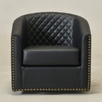 Logan Faux Leather Tufted Swivel Club Chair