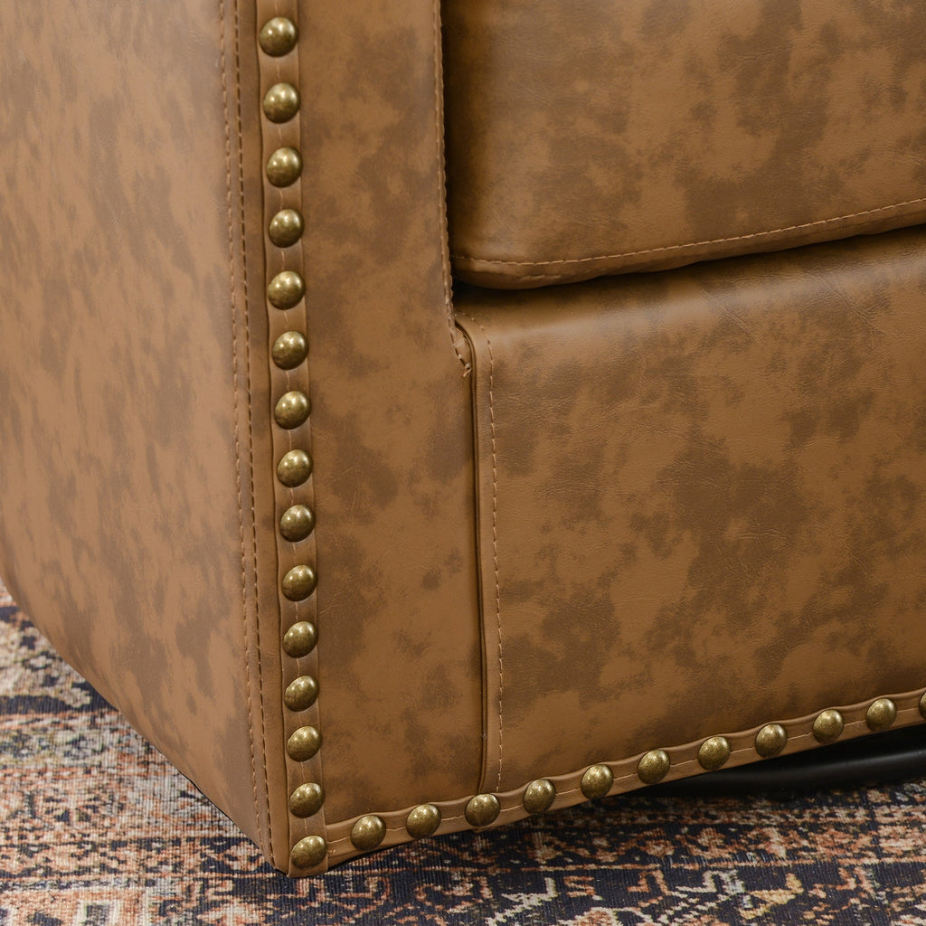 Logan Faux Leather Tufted Swivel Club Chair