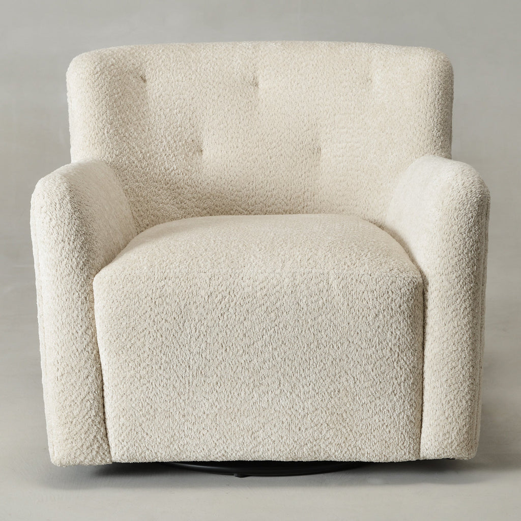 Vestie Chenille Swivel Barrel Chair