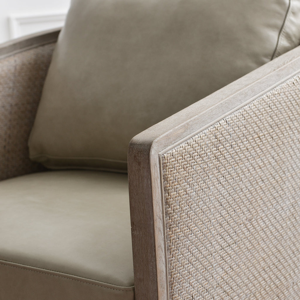 Claude Premium Leather Swivel Cane Chair