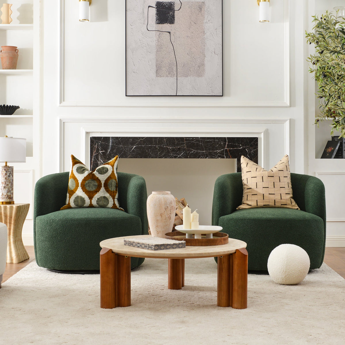 Ashlie Bouclé Swivel Barrel Chair