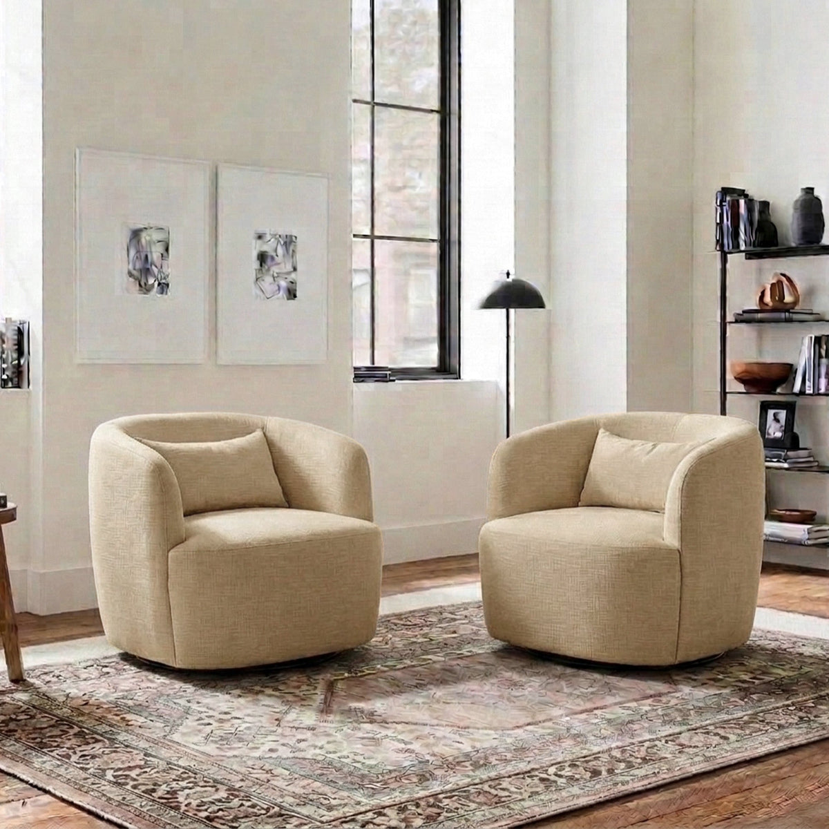 Ashlie Linen Swivel Barrel Chair