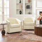 Logan Faux Leather Tufted Swivel Club Chair