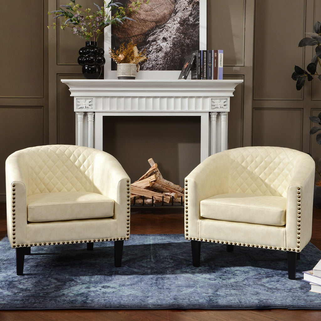 Logan Faux Leather Tufted Club Chair