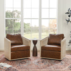 Claude Premium Leather Swivel Cane Chair