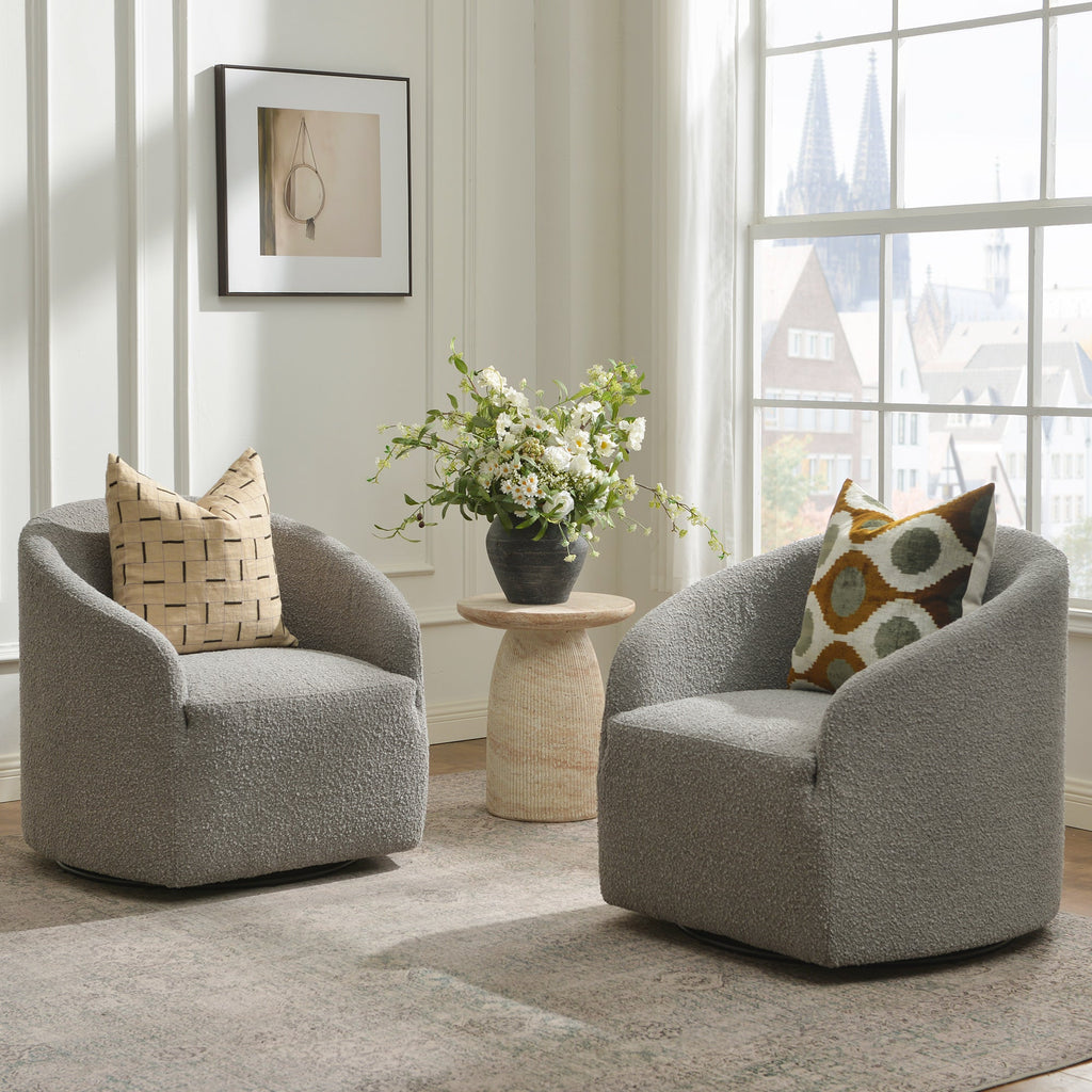 Susie Premium Bouclé Swivel Barrel Chair