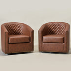 Logan Faux Leather Tufted Swivel Club Chair