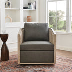 Claude Premium Leather Swivel Cane Chair