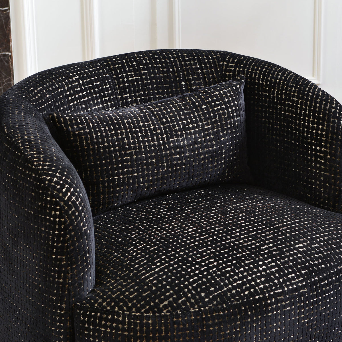 Teratect Exclusive | Ashlie Sculpted Jacquard Swivel Barrel Chair