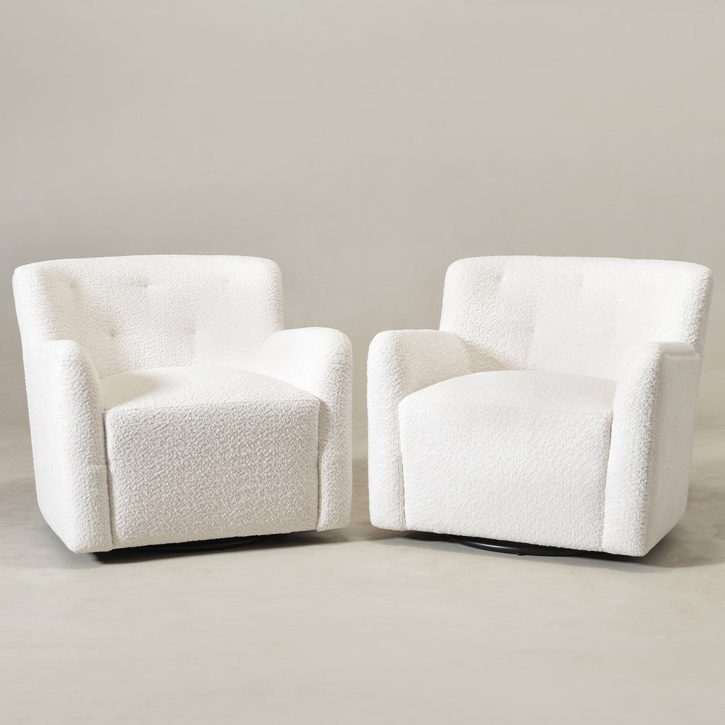 Vestie Chenille Swivel Barrel Chair