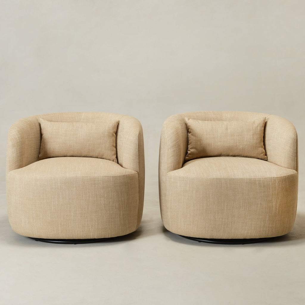 Ashlie Linen Swivel Barrel Chair