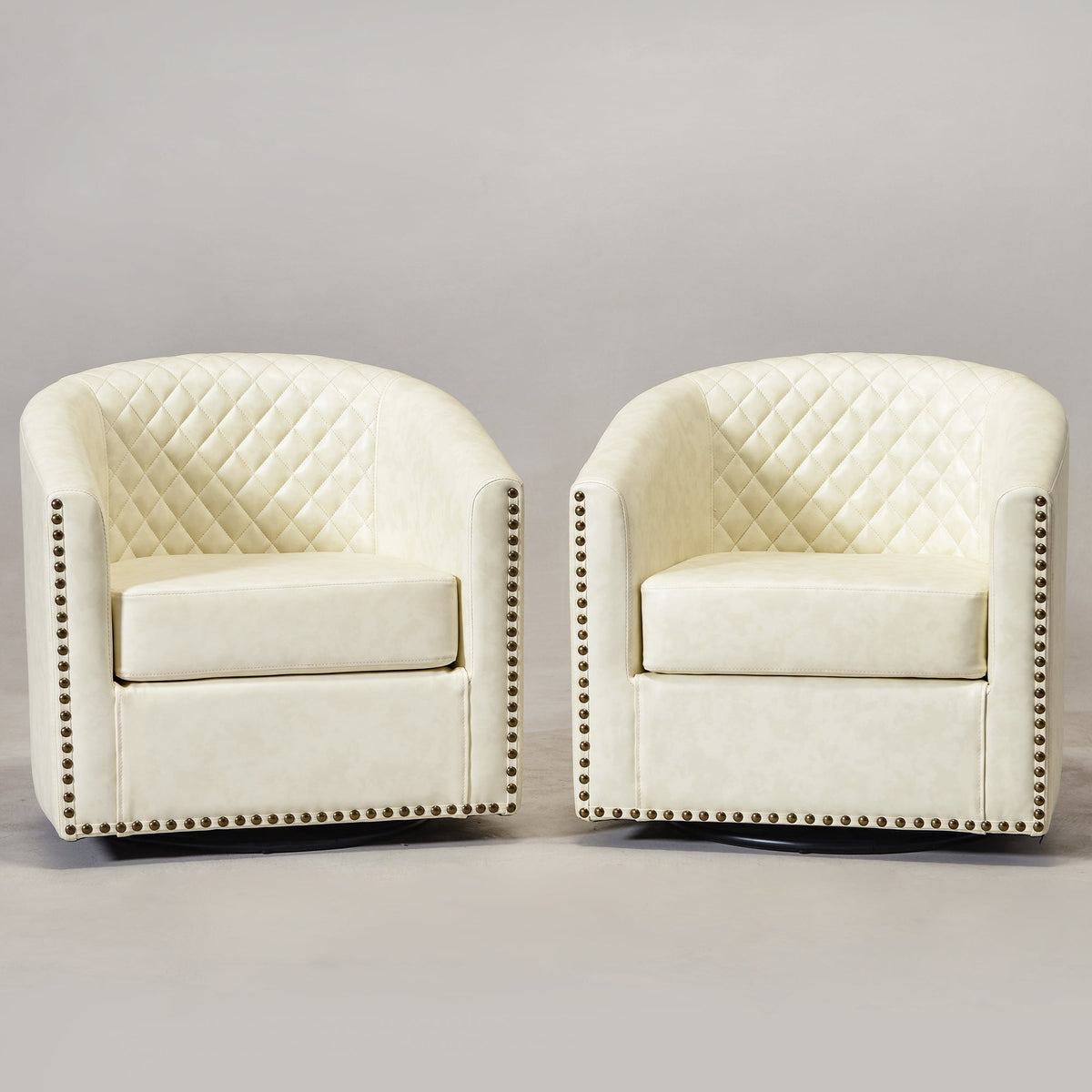 Logan Faux Leather Tufted Swivel Club Chair