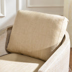 Claude Linen Swivel Cane Chair