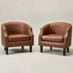 Louis Faux Leather Tufted Club Chair