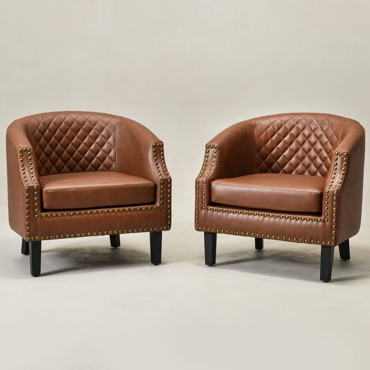 Louis Faux Leather Tufted Club Chair