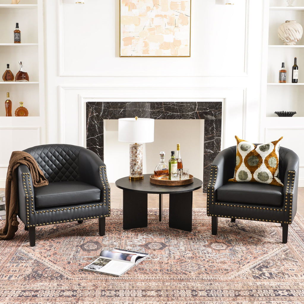Louis Faux Leather Tufted Club Chair