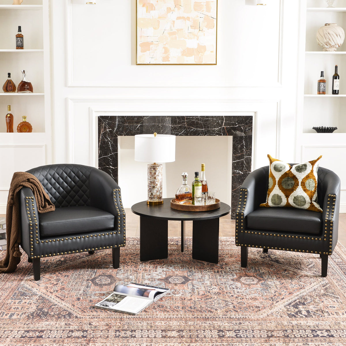 Louis Faux Leather Tufted Club Chair