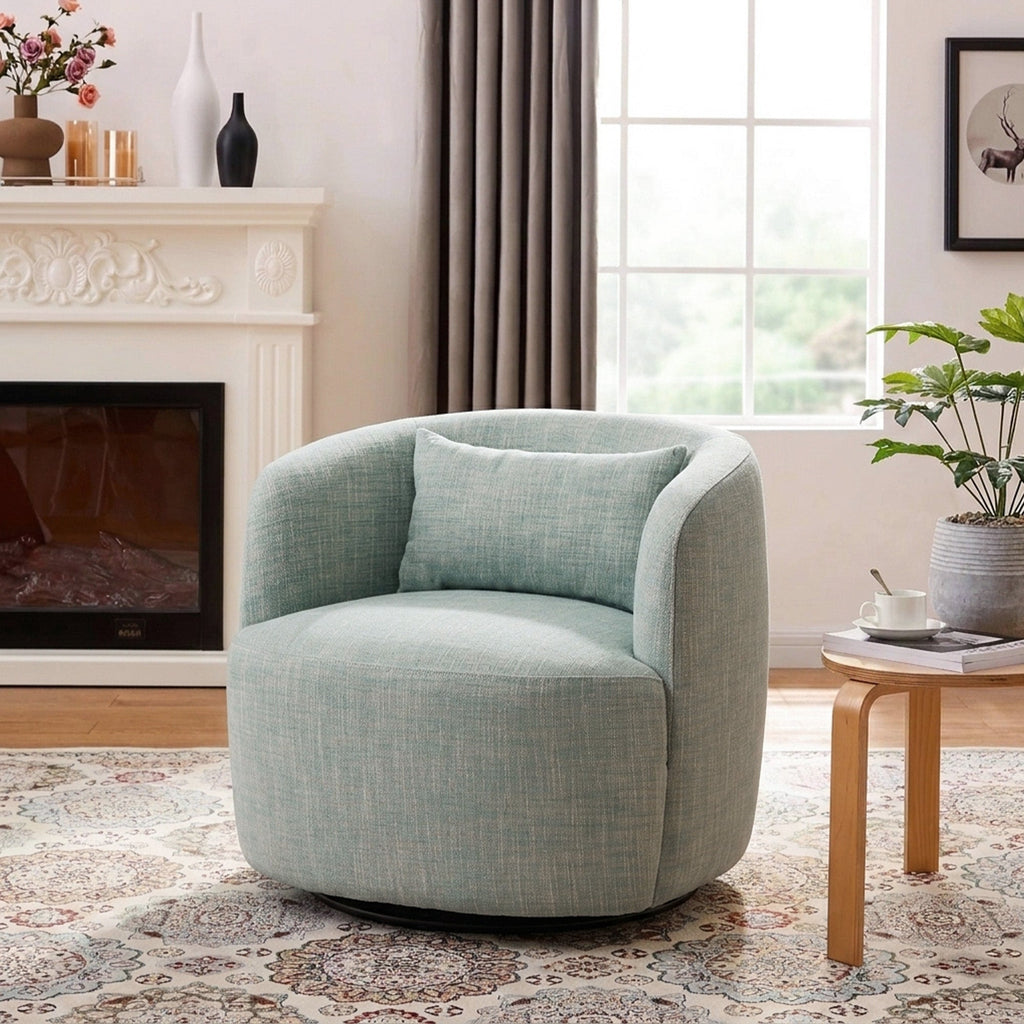 Ashlie Linen Swivel Barrel Chair