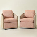 Claude Linen Swivel Cane Chair