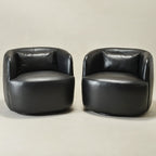 Ashlie Leather Swivel Barrel Chair