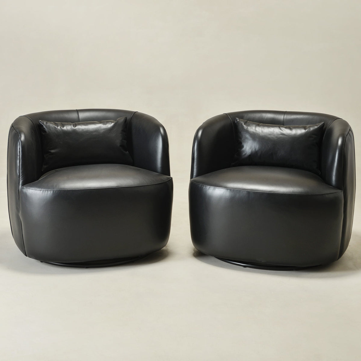 Ashlie Leather Swivel Barrel Chair
