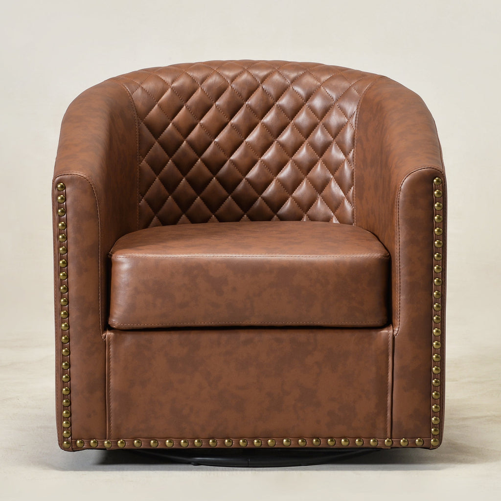 Logan Faux Leather Tufted Swivel Club Chair