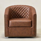 Logan Faux Leather Tufted Swivel Club Chair