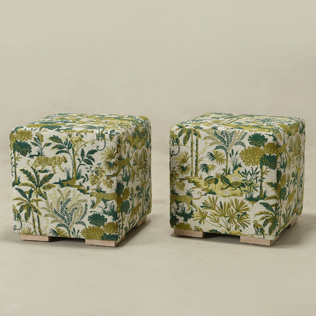 Teratect Exclusive | Ida Embroidered Fabric Square Ottoman