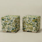 Teratect Exclusive | Ida Embroidered Fabric Square Ottoman